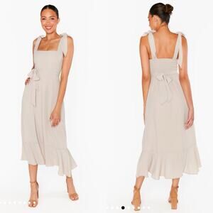 Show Me Your Mumu Claire Midi Dress Show Me The Ring Crisp‎ Champagne NWT Size S